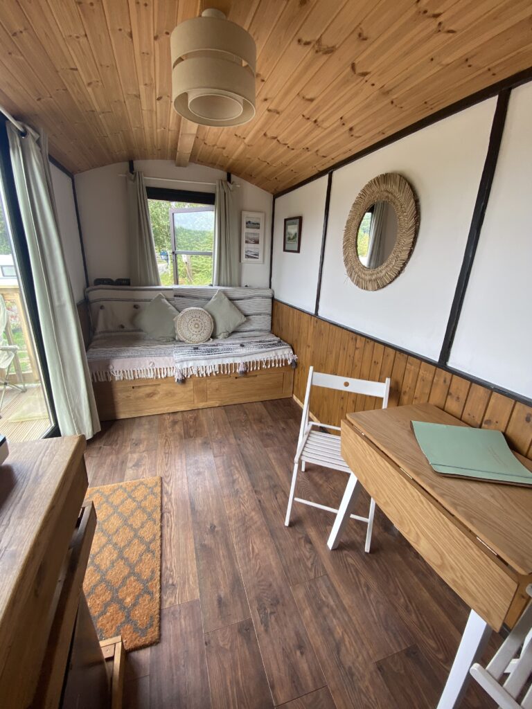 Shepherds Hut, Glamping in Wales, Cwmdu Campsite, Camping Brecon Beacons